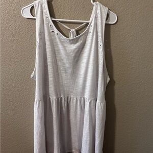 Torrid White Eyelet Detail Tank Top